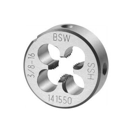 Garant 3/8in-16 HSS Round Die, for Whitworth Threads to BSW Standards, Closed/Pre-Slit Form 141550 W3/8